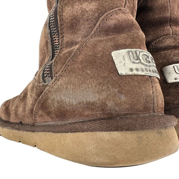 UGG Australia Womens Brown Suede Sheepskin Lined Mid-Calf Boots Size 6 - Picture 12 of 12